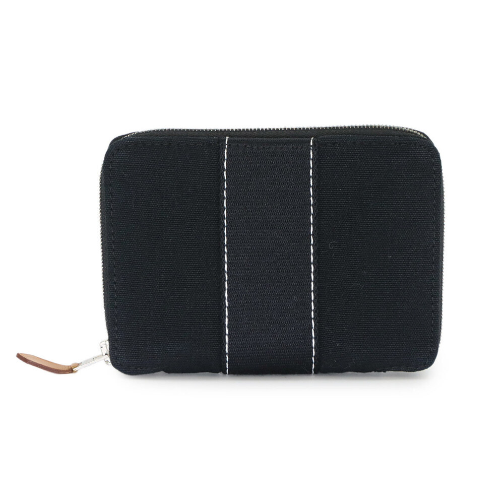 Hermes Deauville Purse PM Round Bi-fold Wallet, Canvas, Black, Silver Hardware